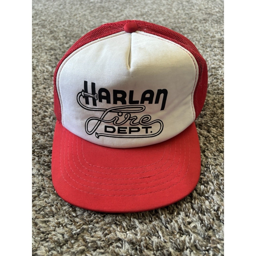 Iowa Harlan‎ Fire Dept SnapBack Hat Mesh Back Vintage YoungAn Korea Trucker Cap